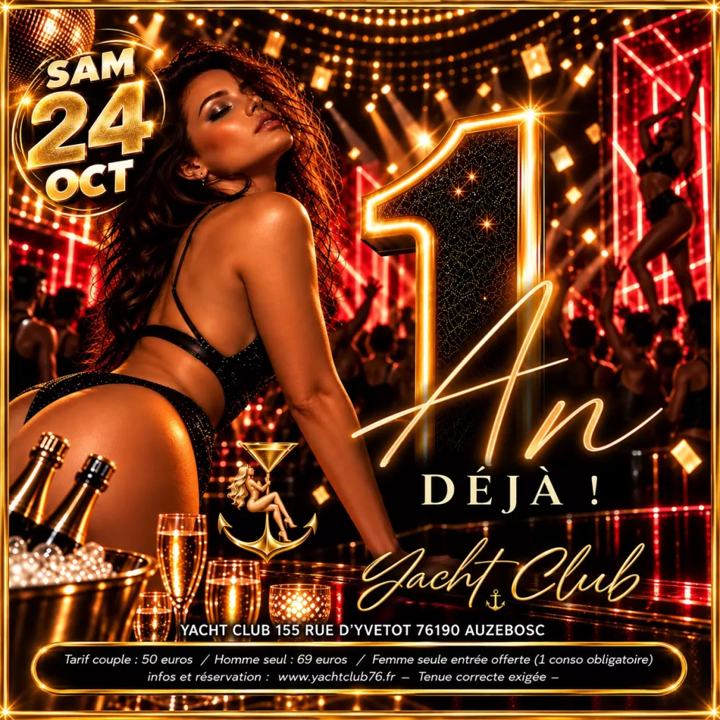 Affiche anniversaire dorée du Yacht Club